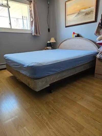 Queen Size Bed - Mattress, Box Spring, and Metal Frame included. Non smokers and no pet hair. One sm...
