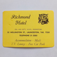 Vintage 1975 Richmond Hotel Tasmania Australia Advertising Card