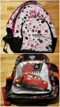 2 sacs à dos: Flash McQueen et Joe Boxer - 2 backpacks