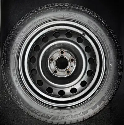Selling a set of used snow tires mounted on steel rims. They have roughly 75% tread remaining and we...