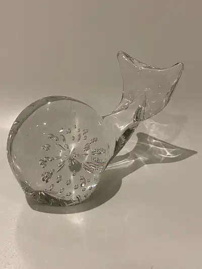 FIGURINE BALEINE WHALE VERRE SOUFFLÉ BLOWN GLASS VINTAGE BIBELOT, View more