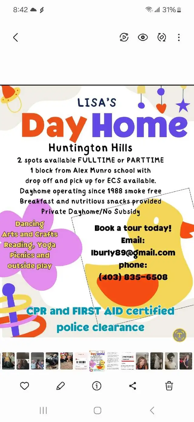 dayhome Huntington hills beddington thorncliffe has openings