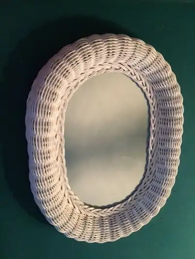 Vintage White Wicker Mirror, View more
