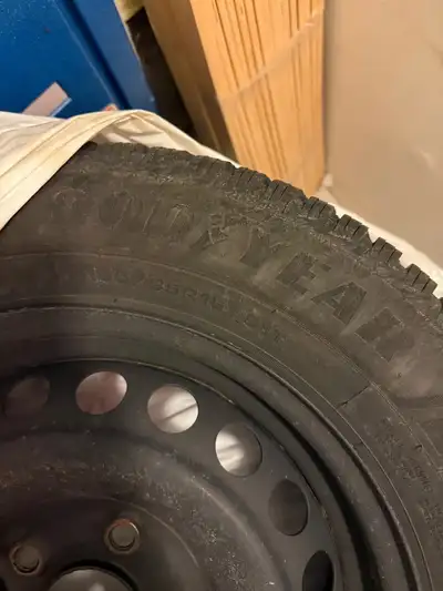 Set of winter tires in good condition. Goodyear brand, size 195/65R15, mounted on steel rims. Even t...