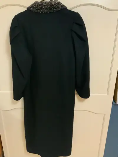 VINTAGE ‘STIRLING STALL’ long, wool, slimline black coat, S12-14, View more