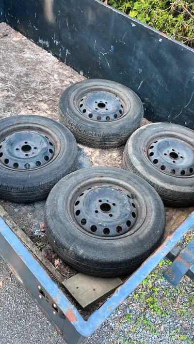 P175/70R14 84T on wheels. Used only two summers. Deep tread. Air filled and ready to install.