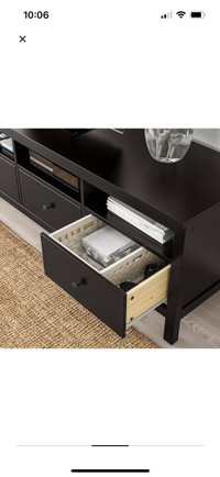 IKEA HEMNES black TV cabinet with three drawers
