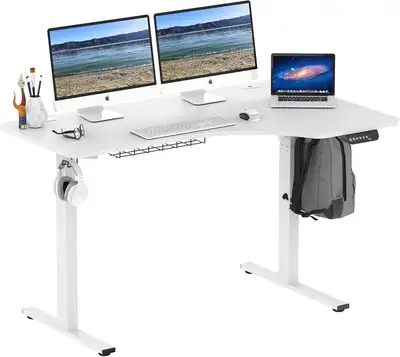 SHW 55-Inch Electric Height Adjustable L-Shaped Standing Desk, View more
