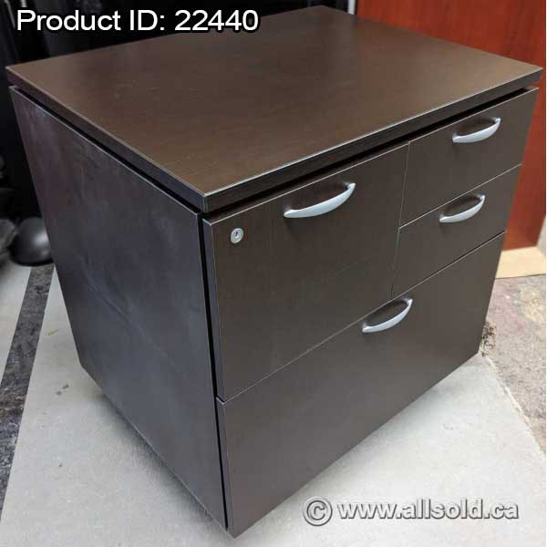 Teknion Espresso 4 Drawer Double Wide Pedestal File Cabinet in Storage & Organization in Calgary - Image 2