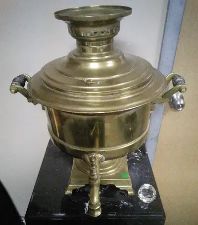 RARE DRUM SHAPED BRASS SAMOVAR Manufactured by Lyubimov Factory in the city of Kirzhach, Circa 1860...