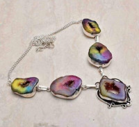 Rainbow Solar Agate Stone Necklace NEW ✨️