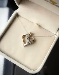 Diamond Crossover Heart Necklace 