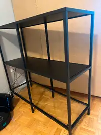 Shelf unit, black-brown/glass