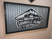 Granville Island Brewing tin,corrugated metal n metal frame mint