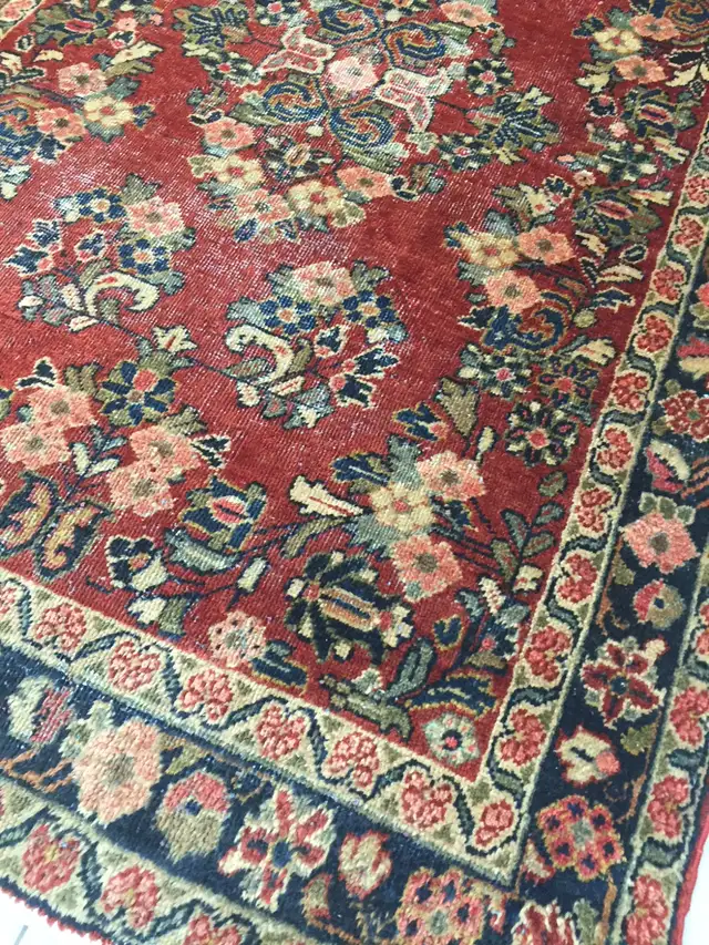 Handmade Wool Vintage Persian Rug,6.9 x 4.4 ft, red.pink, gray in Rugs, Carpets & Runners in Markham / York Region - Image 3