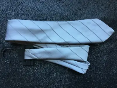 slim grey striped necktie , View more