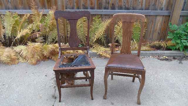TWO VINTAGE WOODEN CHAIRS FOR SALE! in Chairs & Recliners in Edmonton