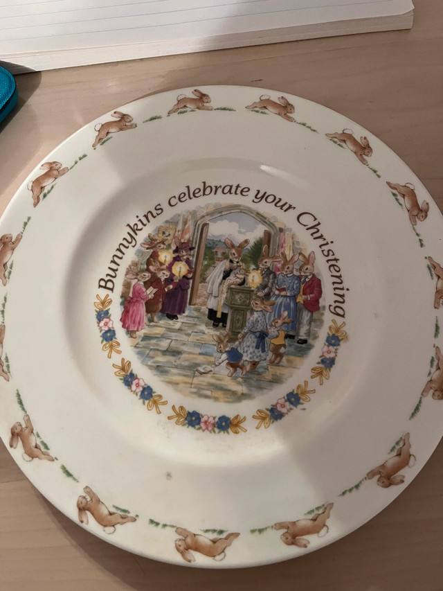 Royal Doulton Bunnykin Christening Plate and 2 Handled Mug in Arts & Collectibles in Chatham-Kent - Image 2