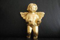 Cherub Angel Christmas decoration Gilded gold coloured 10 inches