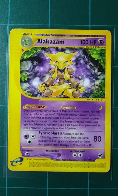 Pokemon Card Expedition Base 33 Alakazam Rare E-Series E-Reader Wizard Of The Coast 2002. Medium Pla...