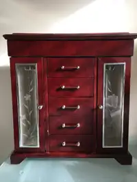 Fancy Wood Jewelry Box With Doors and Mirrors