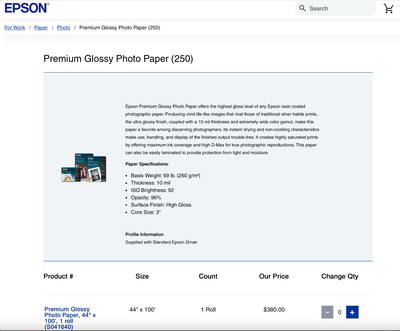 Premium Glossy Photo Paper (250) 44" x 100', View more
