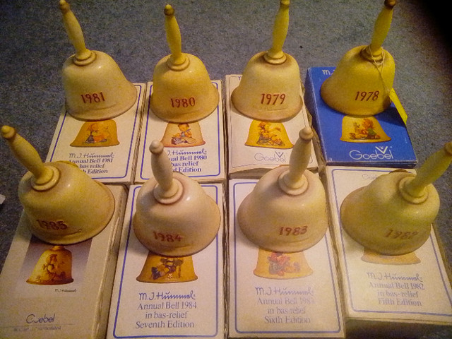 Goebel Hummel annual bells, 1st - 8th Ed, with boxes, autograph. in Arts & Collectibles in St. Albert - Image 2