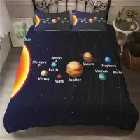 OUTER SPACE DUVET COVER WITH 2 PILLOW SHAMES