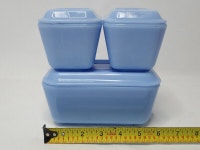 Vintage Pyrex Blue Delphite Refrigerator Set of 6 Delphite Lids