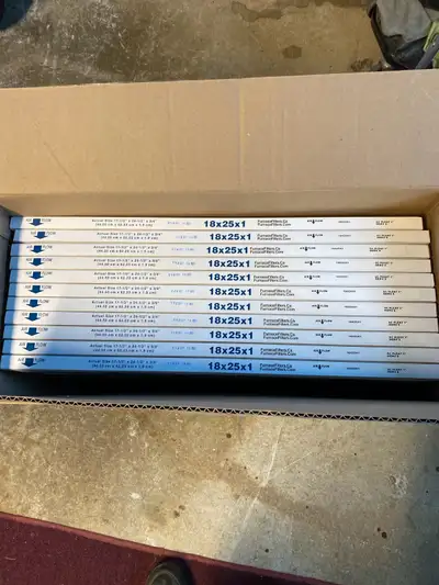 18x25x1 Furnace Filter MERV 8 Pleated Filters. Case of 11 brand new . $30 OBO If ad is up, it is ava...