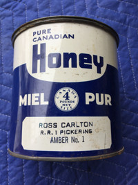 Vintage Pure Canadian Honey Tin (4 Lbs. Size) with Lid - #2