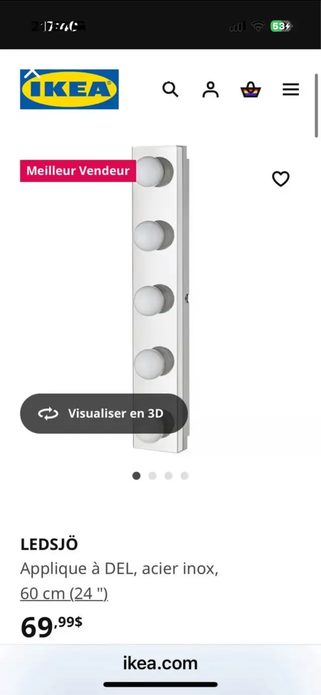 Ikea LEDSJÖ Applique Murale in Indoor Lighting & Fans in City of Montréal - Image 2