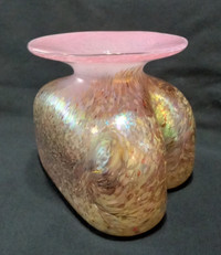 Arte Vargas Hand Blown Glass Signed Iridescent Heart Vase