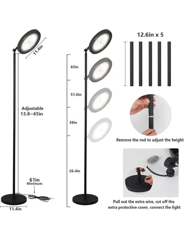 100W Grow Lights Lamp for Indoor Plants Full Spectrum Tall Plant in Indoor Lighting & Fans in Hamilton - Image 5
