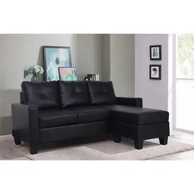 BLAck leather sofa , View more