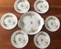  6 bread and butter/ side 6.25” plates and 10“ dessert plate 