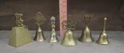 Vintage Brass Hand Bells Cowbells, Choir, Marching Band, View more