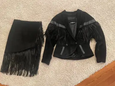 Leather Ranch Black Suede Jacket and Matching Skirt Set, View more