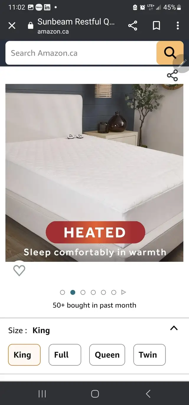 Sunbeam Heated King  Mattress Cover in Bedding in City of Toronto - Image 2