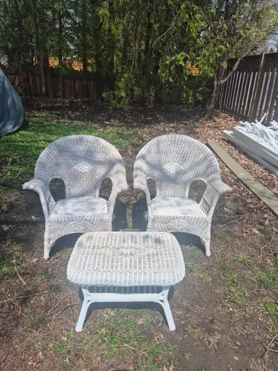 WICKER CHAIRS AND TABLE, View more