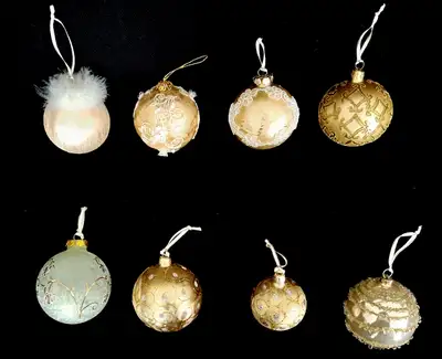 Set of 8 Glass Ball Hanging Ornaments, View more