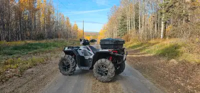 Selling my 2023 Polaris Sportsman 850 Ultimate Trail with only 1,550 km and 93 engine hours – this m...