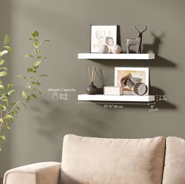 Ballucci Floating Shelves for Wall, 24" Wood Wall Shelf Set of 2 in Bookcases & Shelving Units in Guelph - Image 8