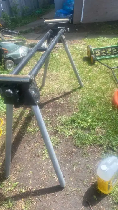 This heavy-duty Mastercraft miter saw stand provides a sturdy and reliable foundation for your woodw...
