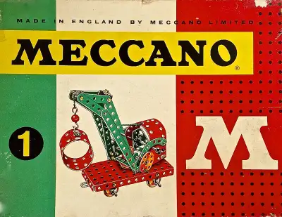 LIRE JUSQU'À LA FIN DU TEXTE. Antiquité 1962. Collection. Jeu MECCANO. Comprend un livre de modèles...
