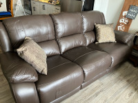 Real leather brown couch. 