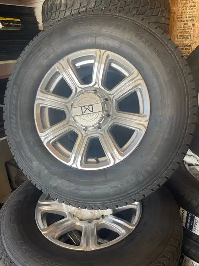 265/70/17 Kumho Crugen with WILDLAND HURRICANE 17x8 Rims. Fits F150/Sierra/Silverado. TPMS Sensors w...