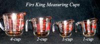 Vintage Measuring Cups Anchor-Hocking 4 cup, 2 cup, 2 1-cup size