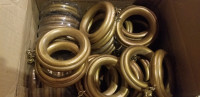 30 OVERSIZED ANTIQUE GOLD DRAPERY CURTAIN RINGS WITH CLIPS