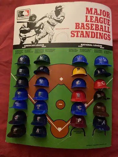 Miniature baseball helmets and stand, View more